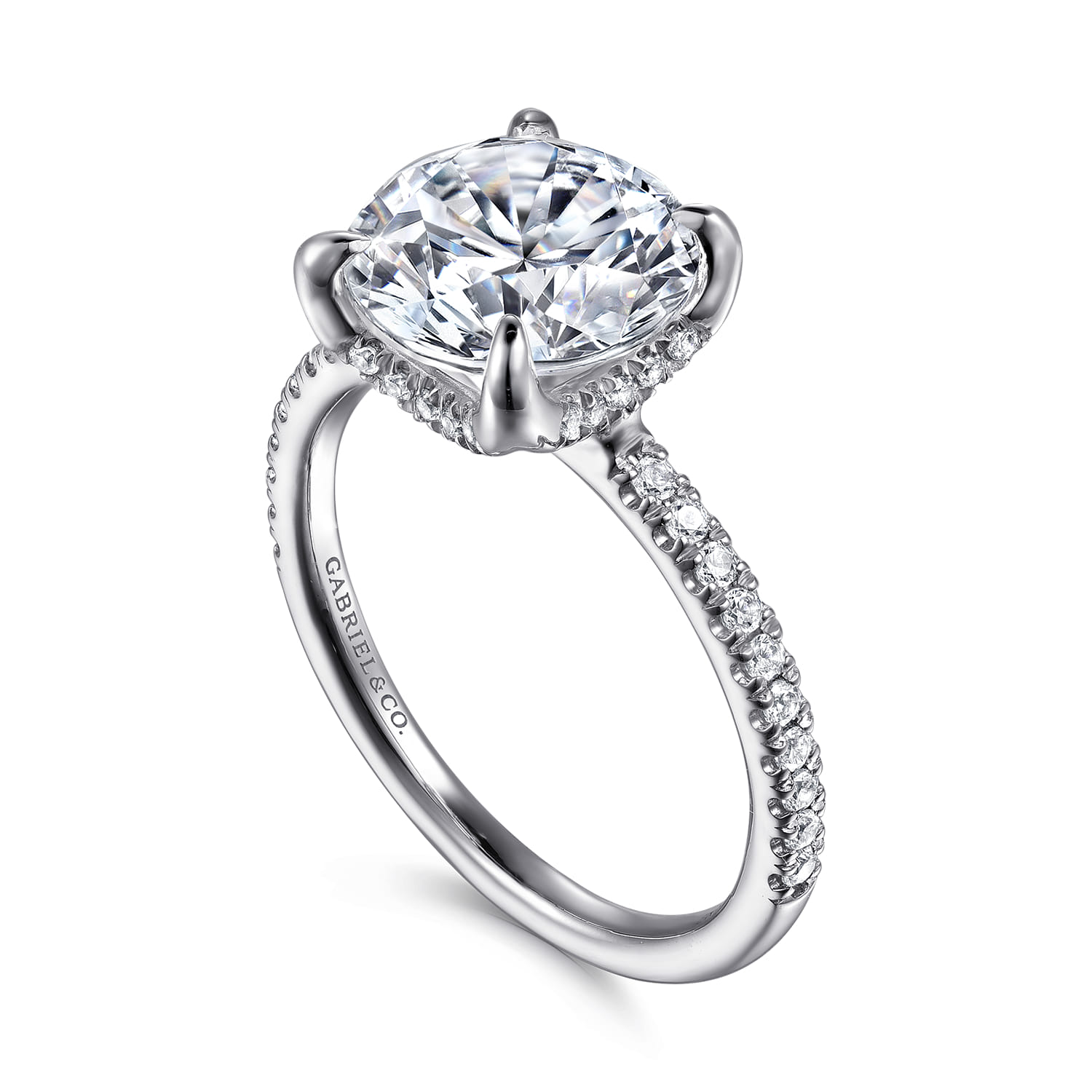 Lorenzo - 14K White Gold Round Diamond Engagement Ring - 0.23 ct - Shot 3