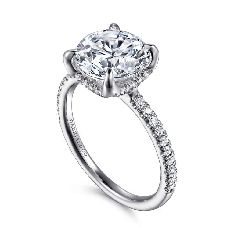 Lorenzo - 14K White Gold Round Diamond Engagement Ring - 0.23 ct - Shot 3