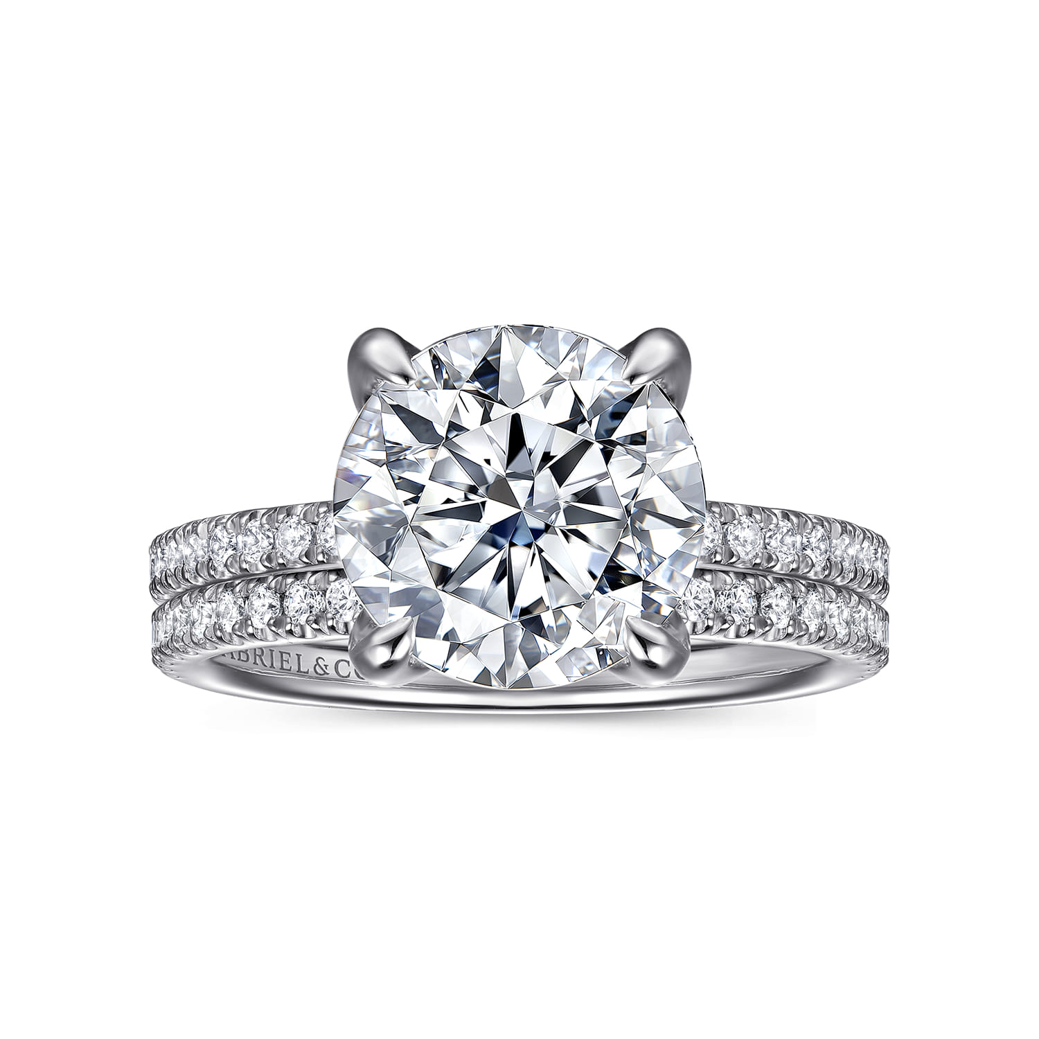 Lorenzo - 14K White Gold Round Diamond Engagement Ring - 0.23 ct - Shot 4