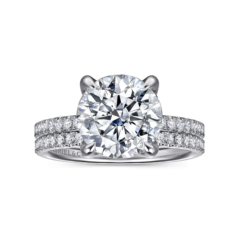 Lorenzo - 14K White Gold Round Diamond Engagement Ring - 0.23 ct - Shot 4