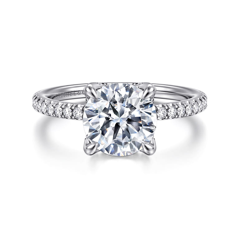 Lorenzo - 14K White Gold Round Diamond Engagement Ring - 0.23 ct - Shot 1