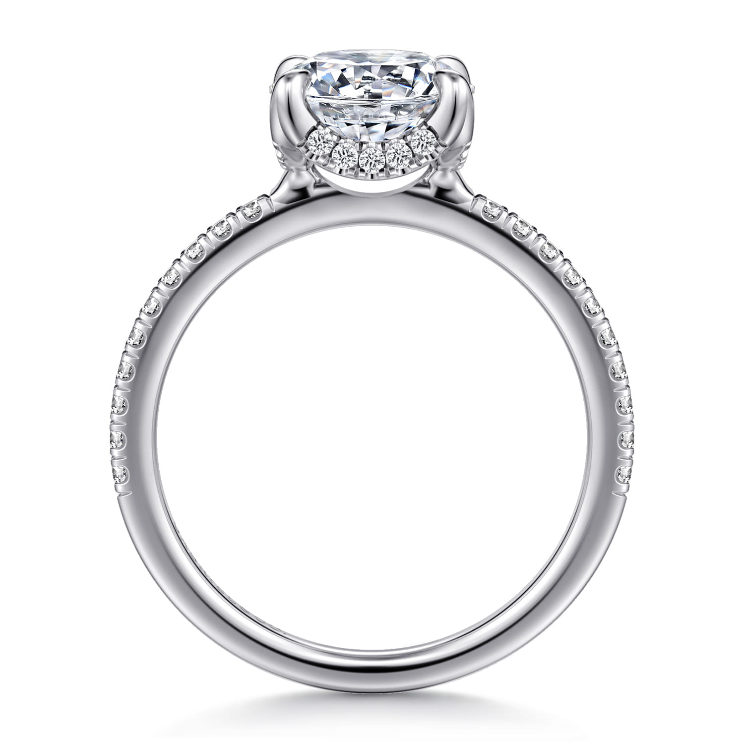 Lorenzo - 14K White Gold Round Diamond Engagement Ring - 0.23 ct - Shot 2