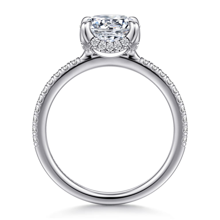 Lorenzo - 14K White Gold Round Diamond Engagement Ring - 0.23 ct - Shot 2