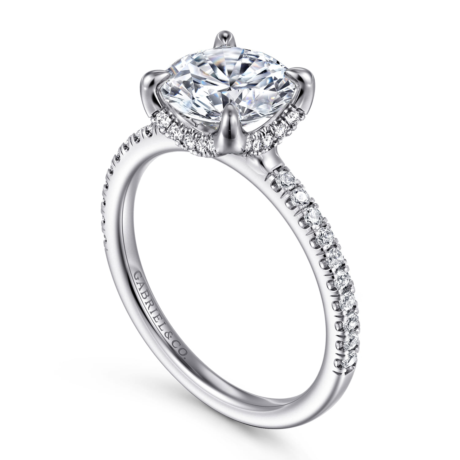 Lorenzo - 14K White Gold Round Diamond Engagement Ring - 0.23 ct - Shot 3