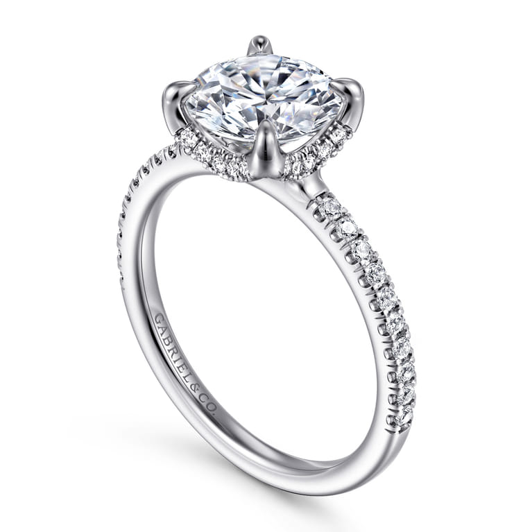 Lorenzo - 14K White Gold Round Diamond Engagement Ring - 0.23 ct - Shot 3