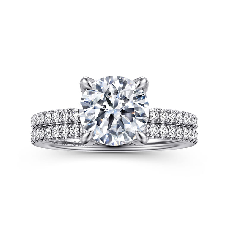 Lorenzo - 14K White Gold Round Diamond Engagement Ring - 0.23 ct - Shot 4