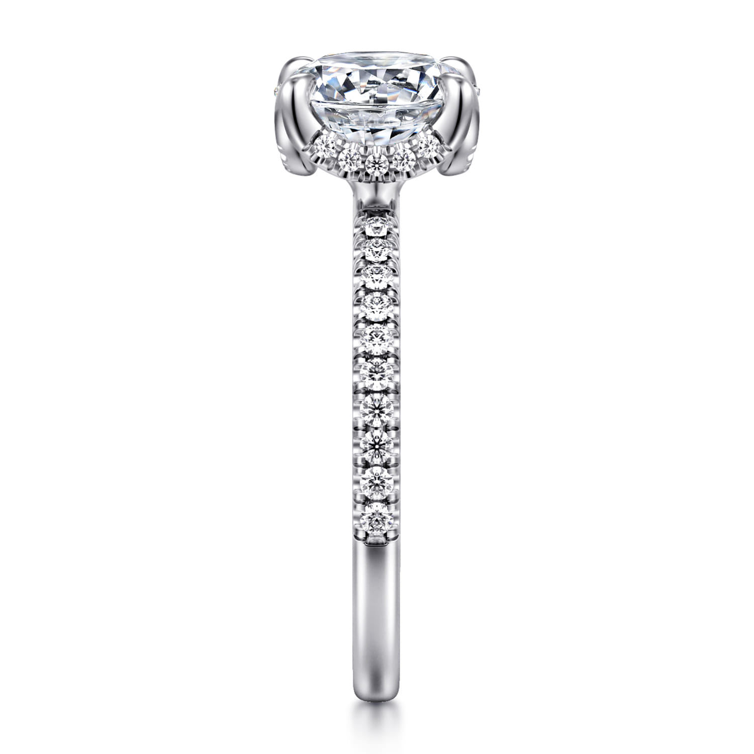 Lorenzo - 14K White Gold Round Diamond Engagement Ring - 0.23 ct - Shot 5