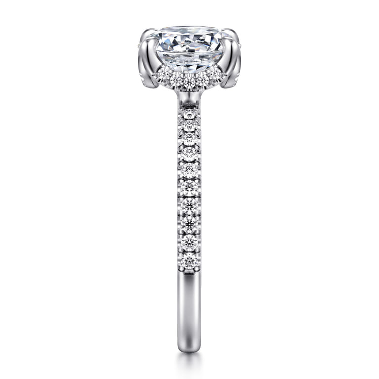 Lorenzo - 14K White Gold Round Diamond Engagement Ring - 0.23 ct - Shot 5