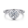 Aspen - 14K White Gold Bezel Set Round Diamond Engagement Ring - 0.09 ct