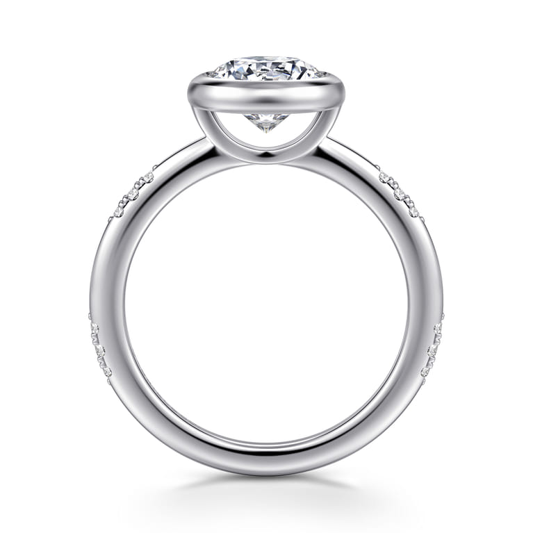 Aspen - 14K White Gold Bezel Set Round Diamond Engagement Ring - 0.09 ct - Shot 2