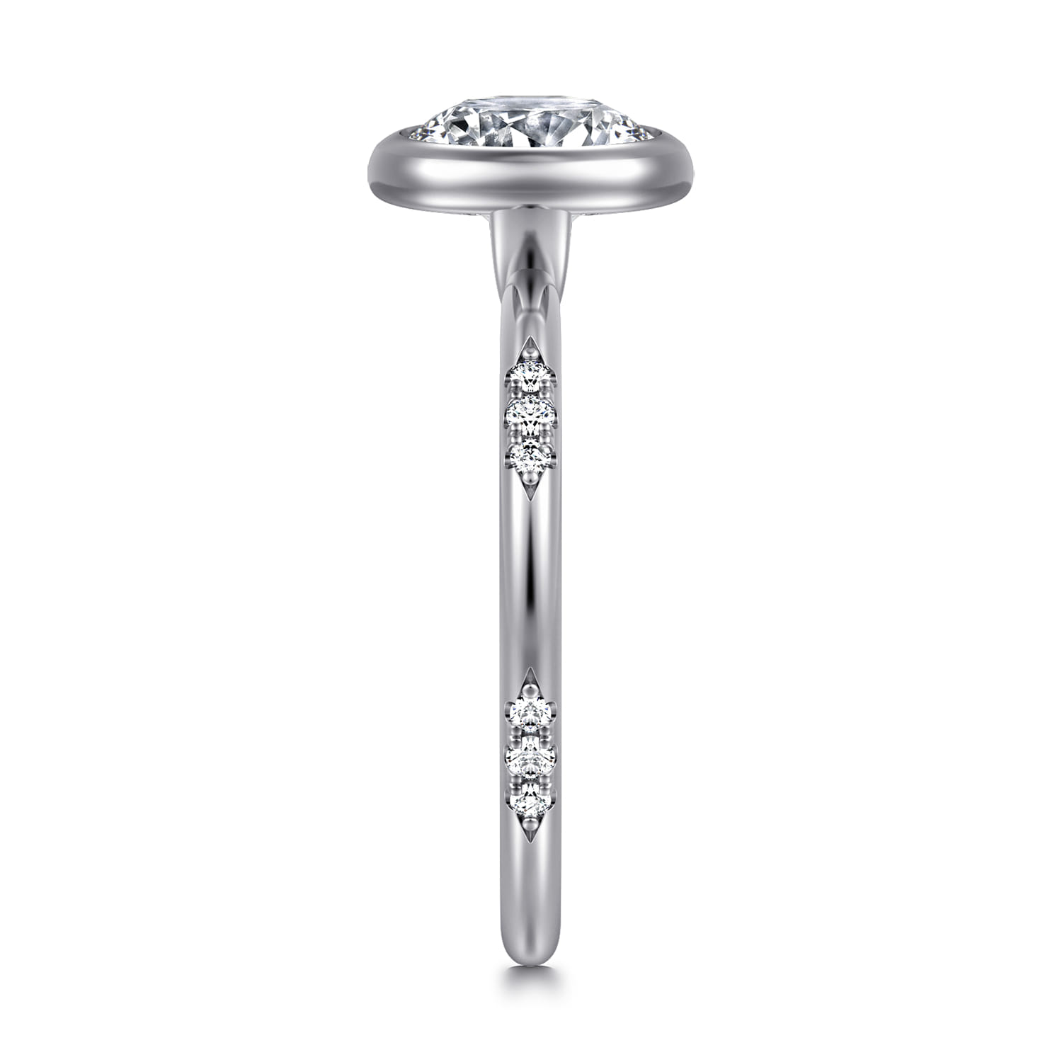 Aspen - 14K White Gold Bezel Set Round Diamond Engagement Ring - 0.09 ct - Shot 4