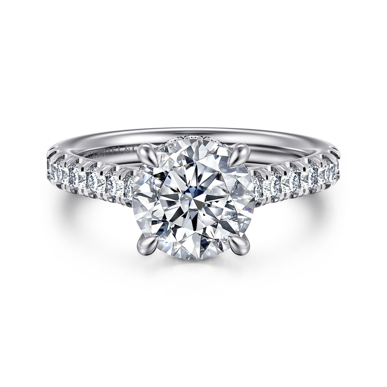 Aline - 14K White Gold Round Diamond Engagement Ring - 0.55 ct - Shot 1