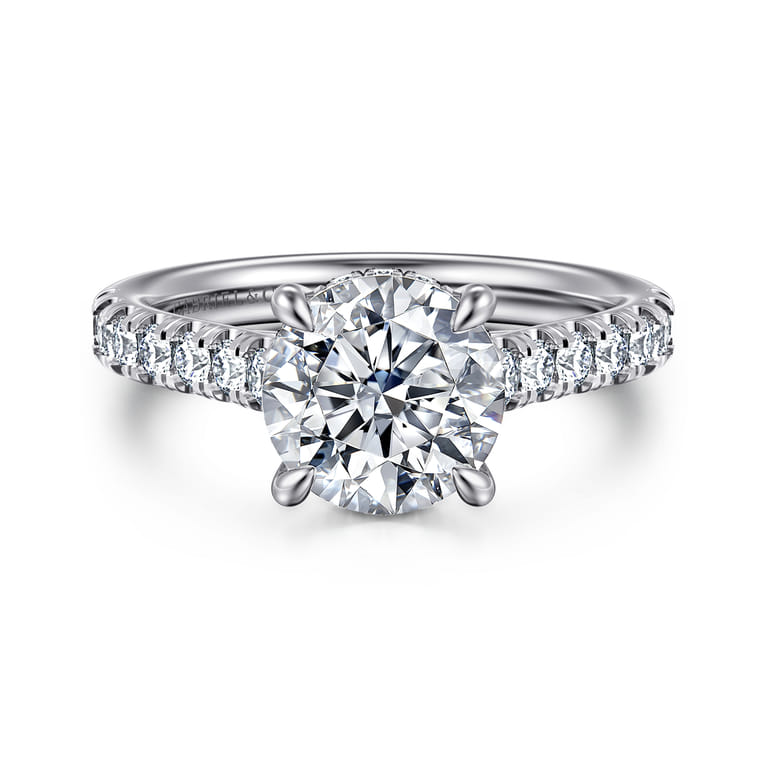 Aline - 14K White Gold Round Diamond Engagement Ring - 0.55 ct - Shot 1