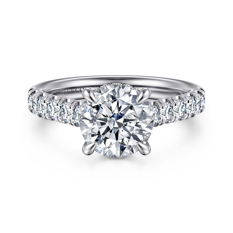 Aline - 14K White Gold Round Diamond Engagement Ring - 0.7 ct - Shot 1