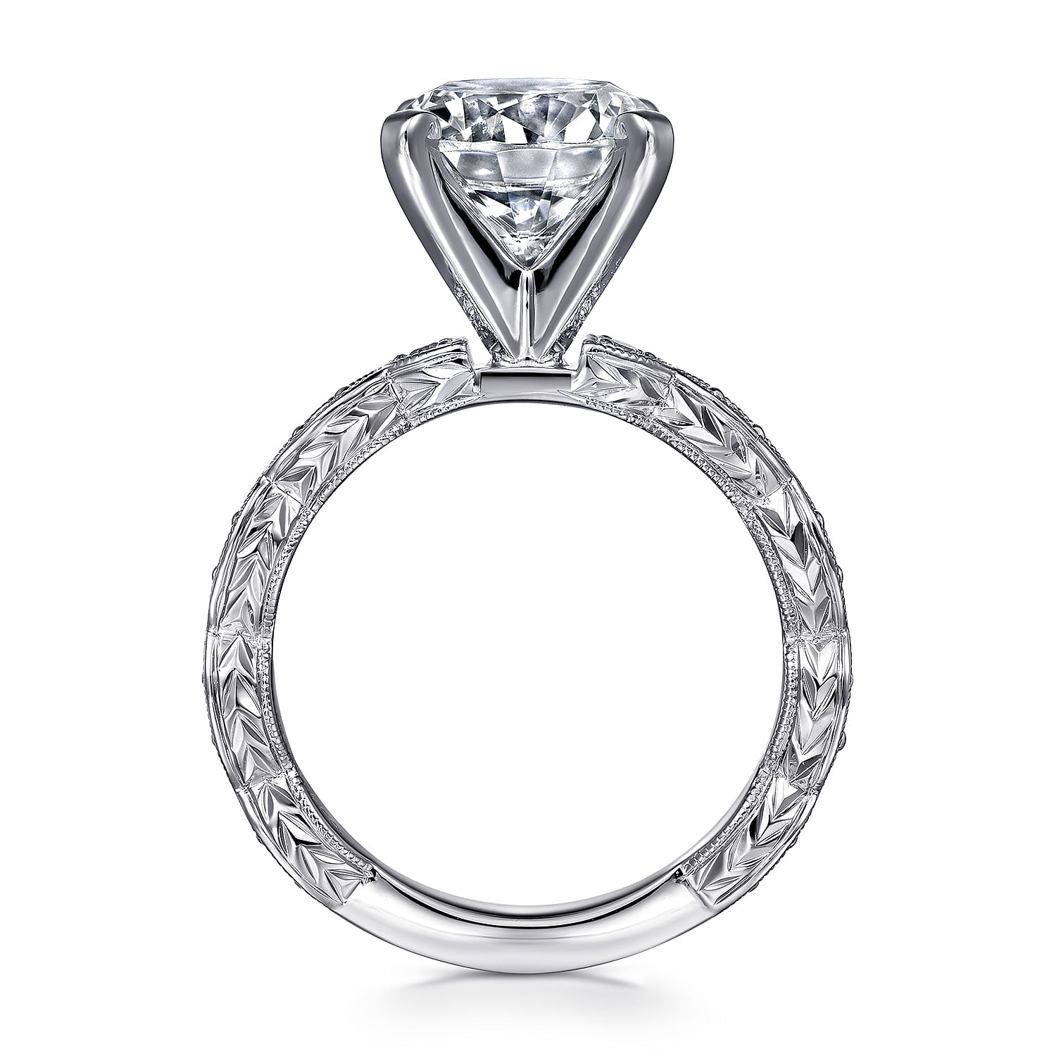 Sadie - 14K White Gold Twisted Round Diamond Engagement Ring - 0.12 ct - Shot 2