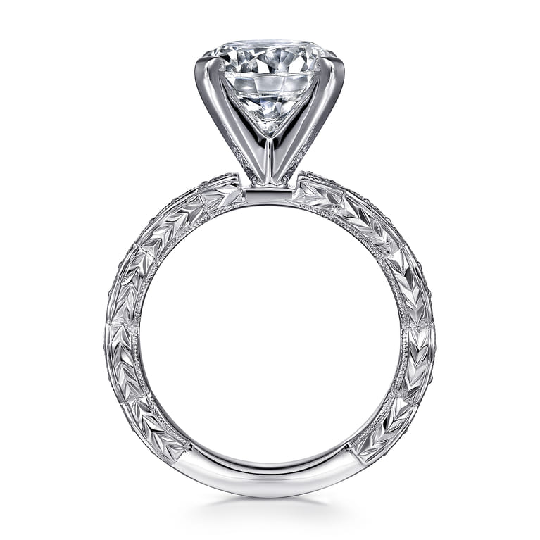 Sadie - 14K White Gold Twisted Round Diamond Engagement Ring - 0.12 ct - Shot 2