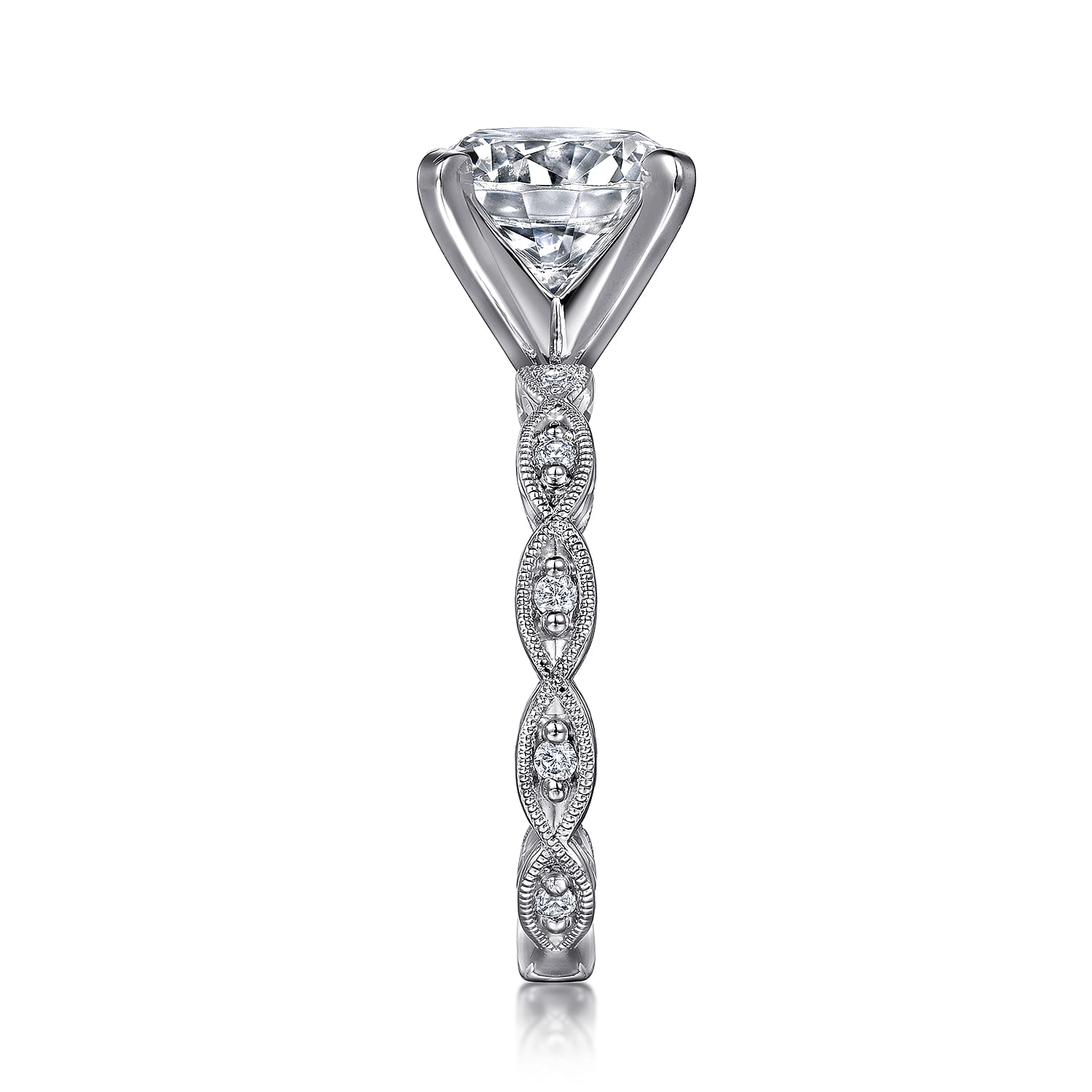 Sadie - 14K White Gold Twisted Round Diamond Engagement Ring - 0.12 ct - Shot 5
