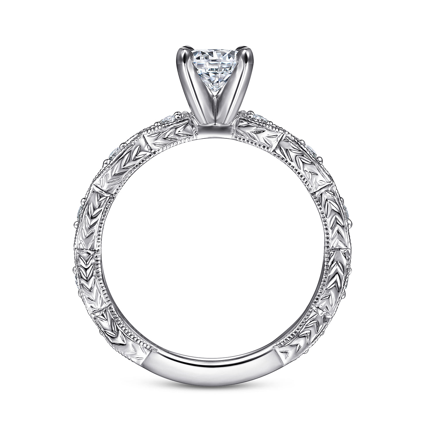 Sadie - 14K White Gold Round Diamond Engagement Ring - 0.12 ct - Shot 2