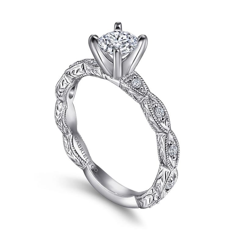 Sadie - 14K White Gold Round Diamond Engagement Ring - 0.12 ct - Shot 3