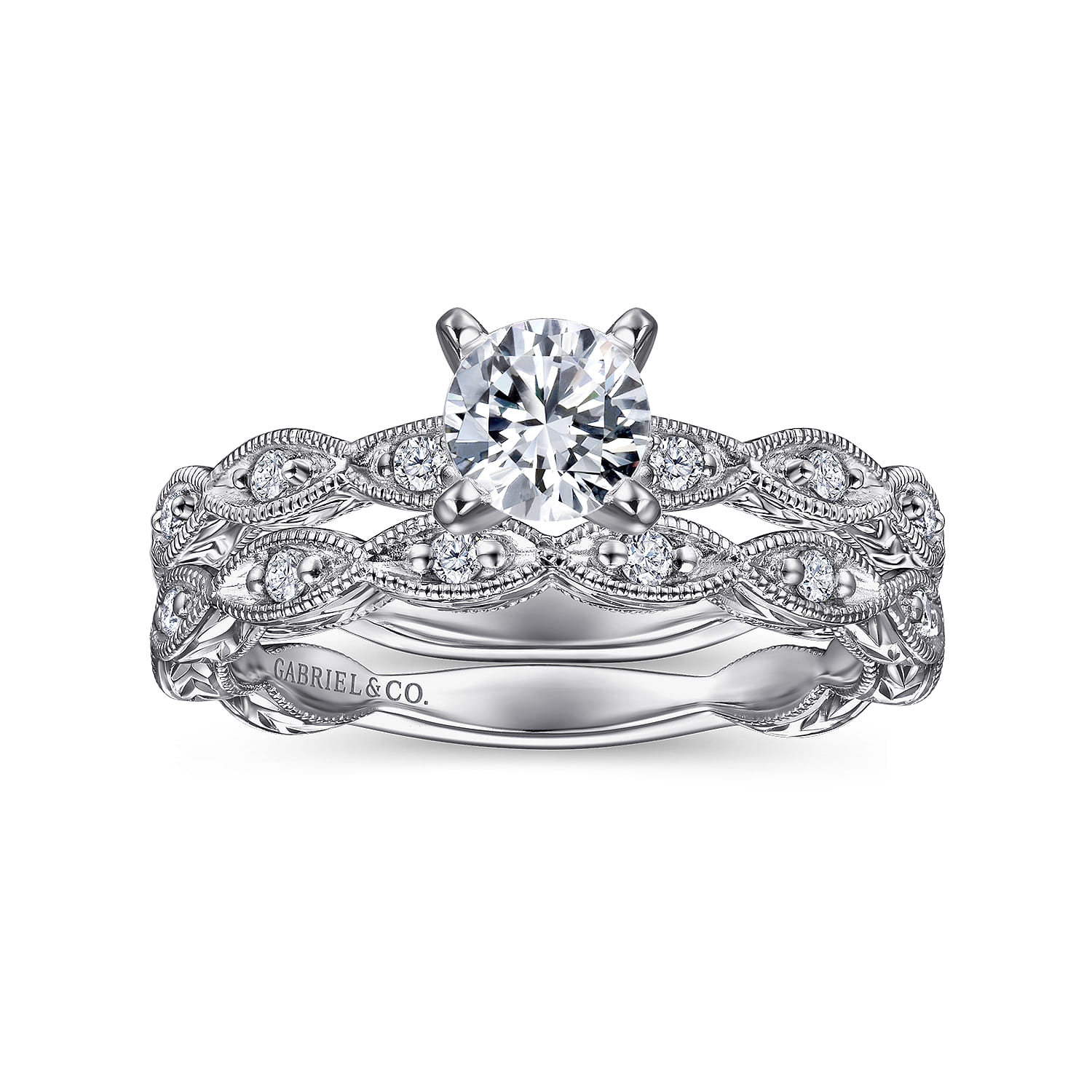 Sadie - 14K White Gold Round Diamond Engagement Ring - 0.12 ct - Shot 4