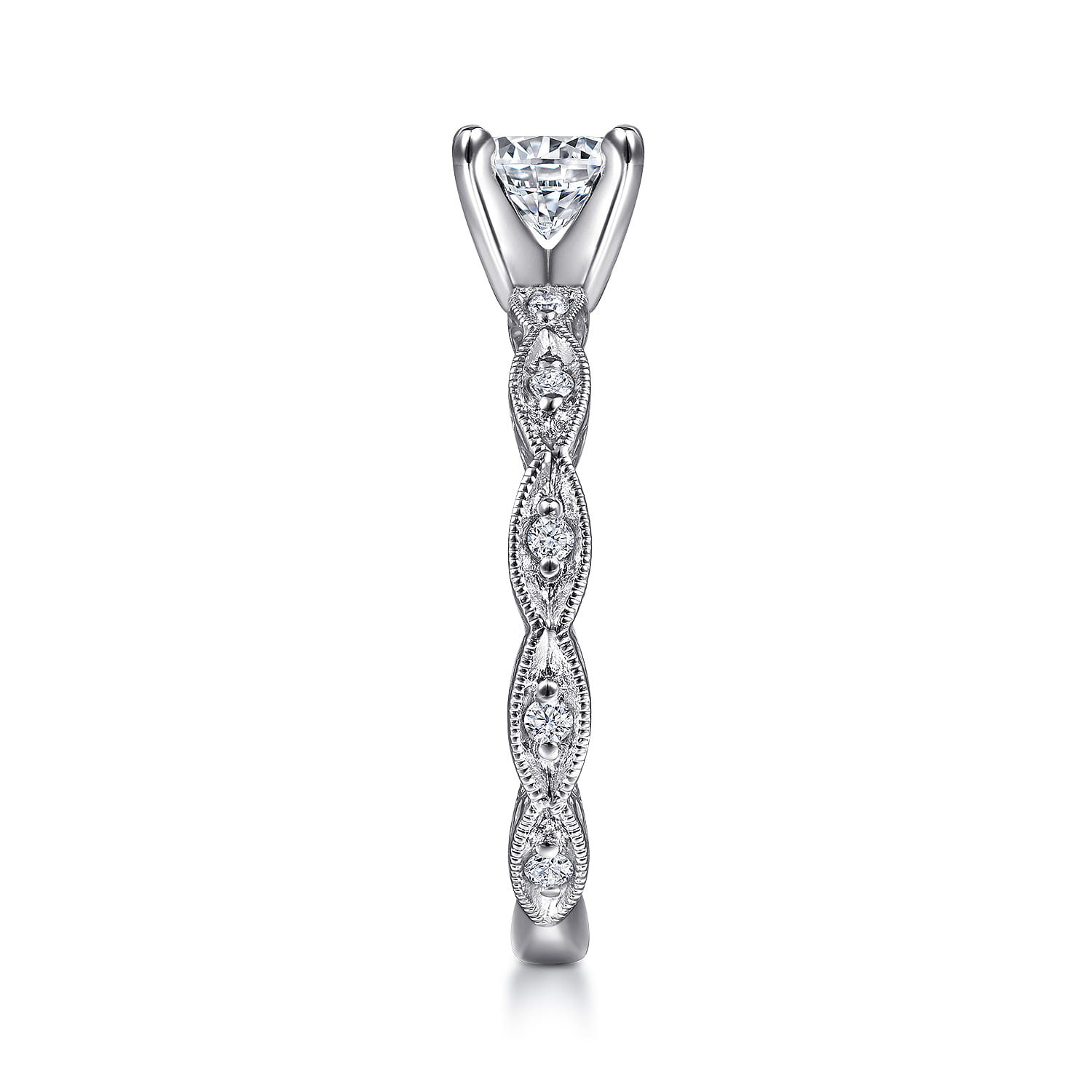 Sadie - 14K White Gold Round Diamond Engagement Ring - 0.12 ct - Shot 5