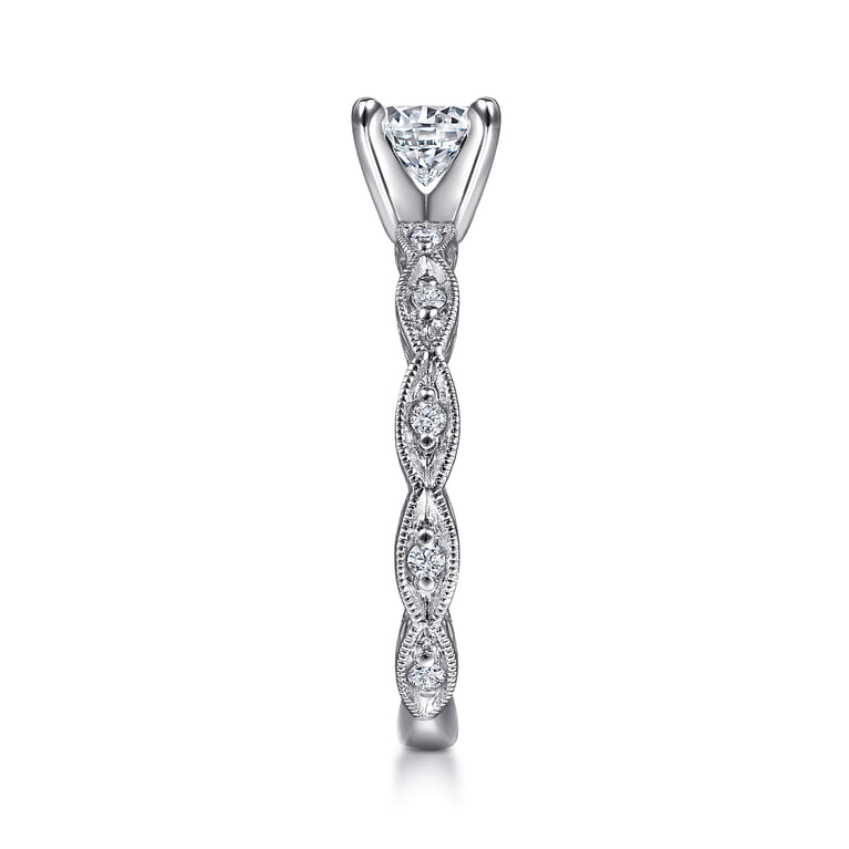 Sadie - 14K White Gold Round Diamond Engagement Ring - 0.12 ct - Shot 5