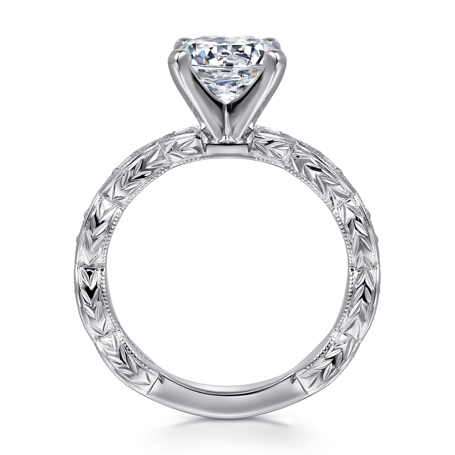 Sadie - 14K White Gold Round Diamond Engagement Ring - 0.13 ct - Shot 2