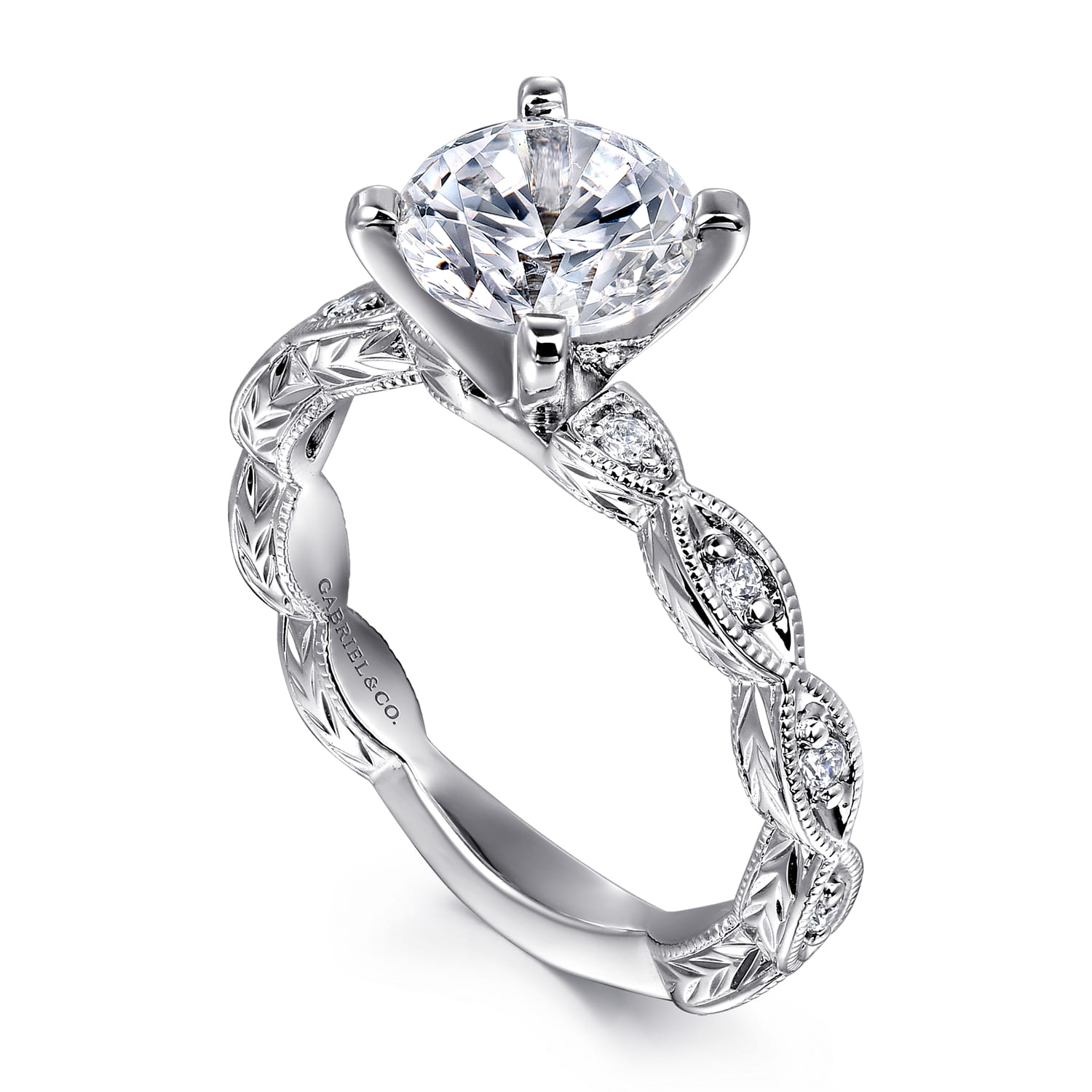Sadie - 14K White Gold Round Diamond Engagement Ring - 0.13 ct - Shot 3