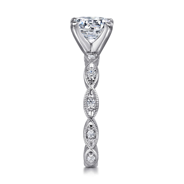 Sadie - 14K White Gold Round Diamond Engagement Ring - 0.13 ct - Shot 5