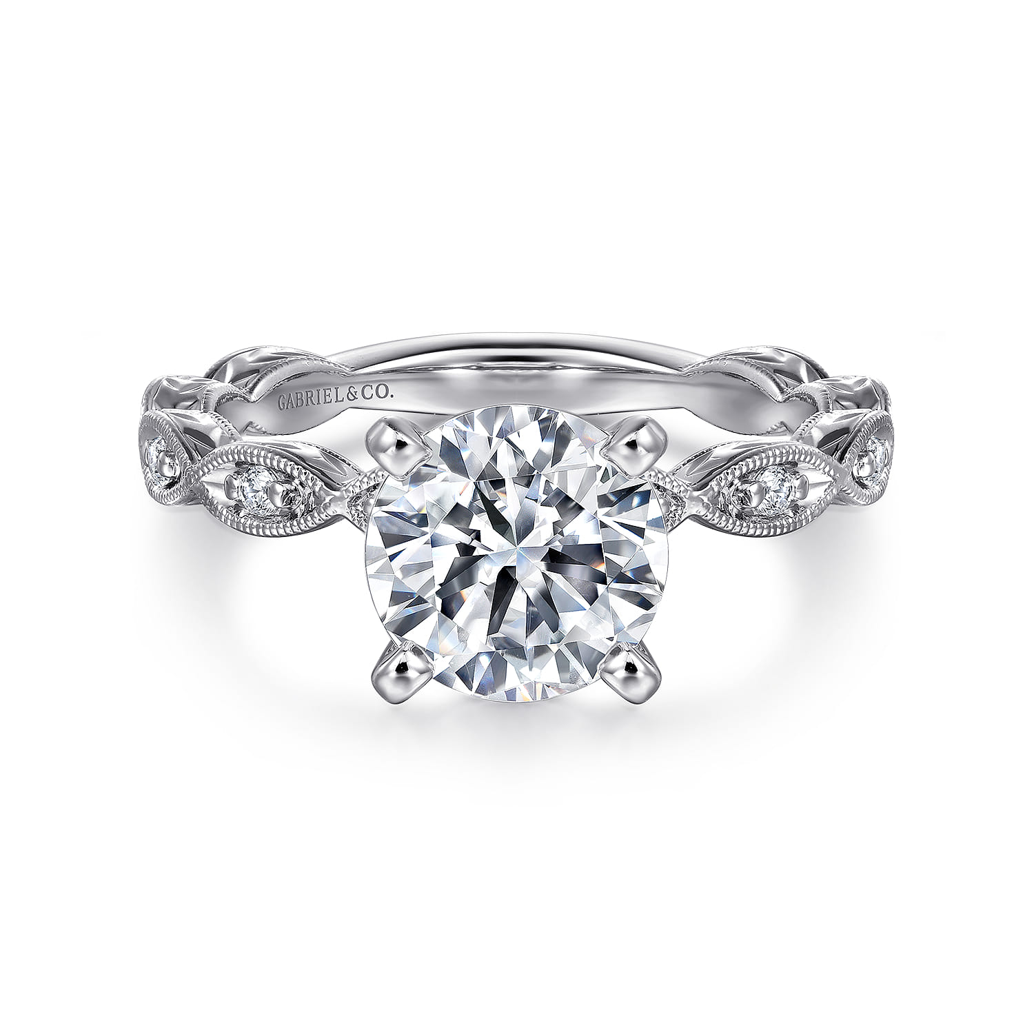 Sadie - 14K White Gold Round Diamond Engagement Ring - 0.13 ct - Shot 1