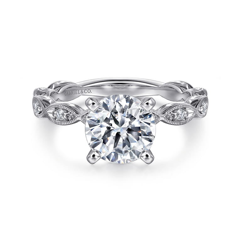 Sadie - 14K White Gold Round Diamond Engagement Ring - 0.13 ct - Shot 1