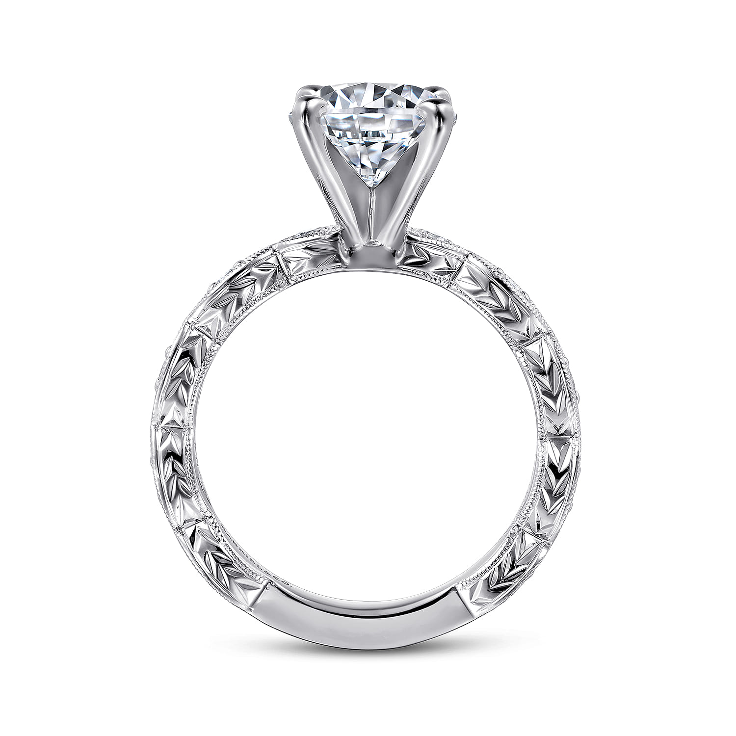 Sadie - 14K White Gold Round Diamond Engagement Ring - 0.13 ct - Shot 2