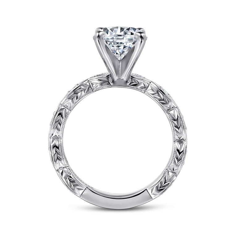 Sadie - 14K White Gold Round Diamond Engagement Ring - 0.13 ct - Shot 2