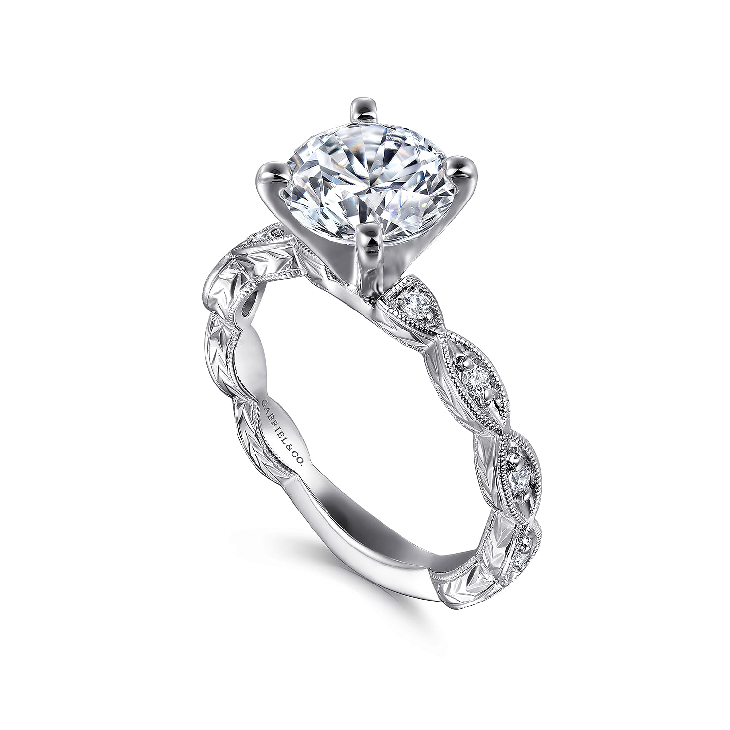 Sadie - 14K White Gold Round Diamond Engagement Ring - 0.13 ct - Shot 3