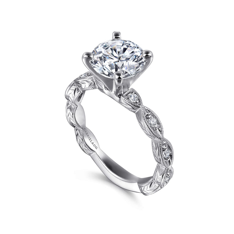 Sadie - 14K White Gold Round Diamond Engagement Ring - 0.13 ct - Shot 3