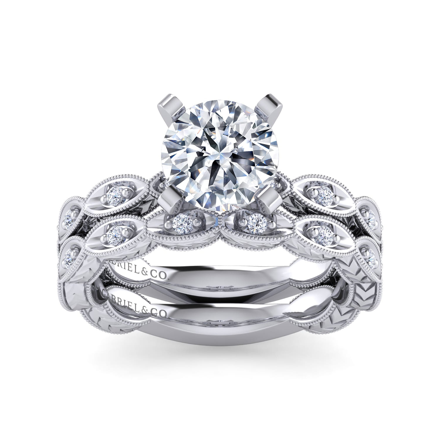Sadie - 14K White Gold Round Diamond Engagement Ring - 0.13 ct - Shot 4