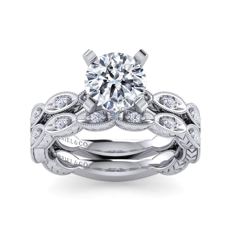 Sadie - 14K White Gold Round Diamond Engagement Ring - 0.13 ct - Shot 4