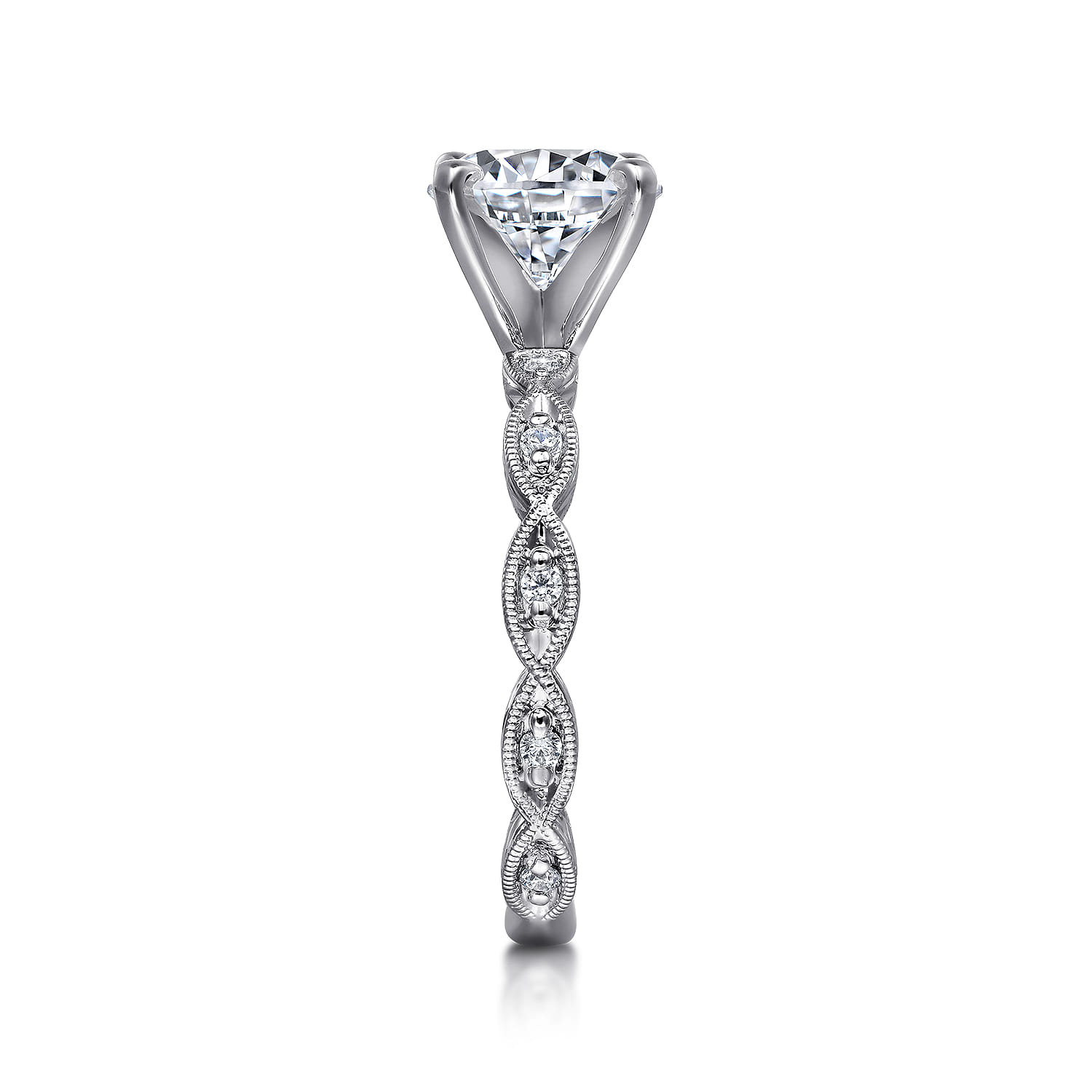 Sadie - 14K White Gold Round Diamond Engagement Ring - 0.13 ct - Shot 5