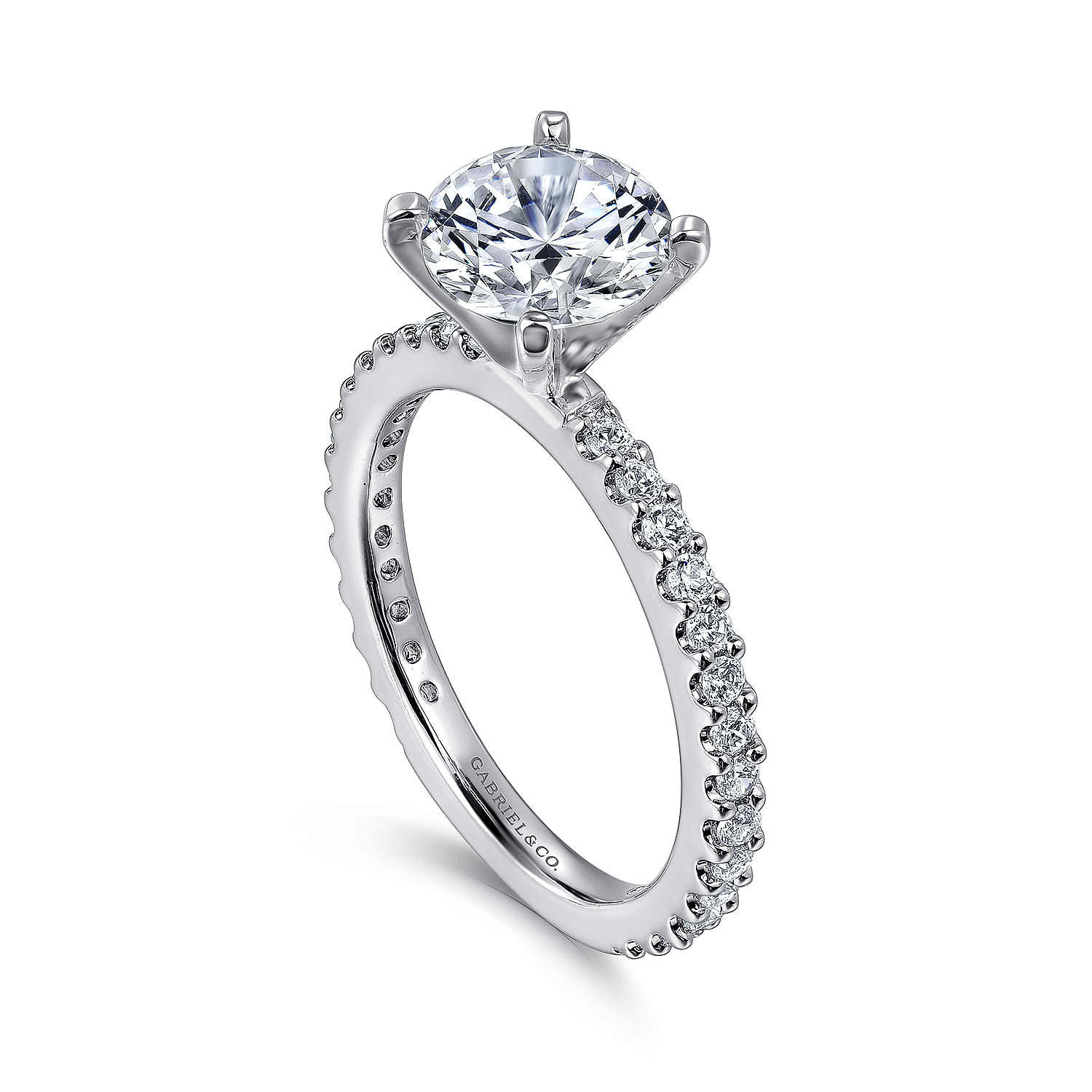 Logan - 14K White Gold Round Diamond Engagement Ring - 0.36 ct - Shot 3