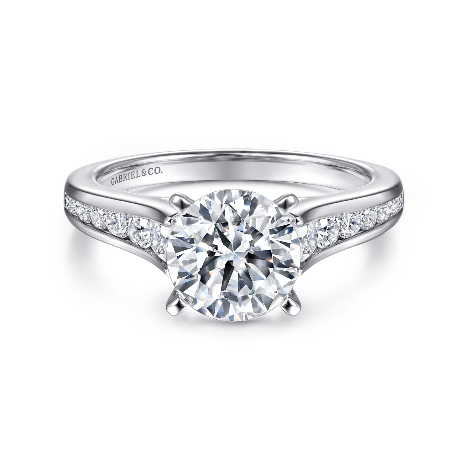 Nicola - 14K White Gold Round Diamond Channel Set Engagement Ring - 0.46 ct - Shot 1