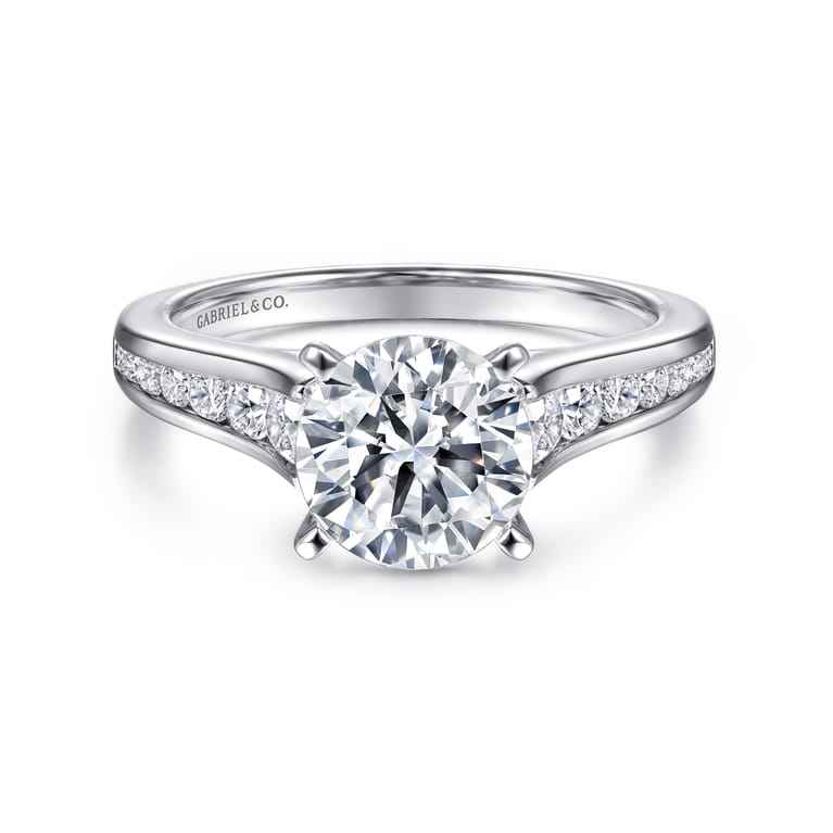 Nicola - 14K White Gold Round Diamond Channel Set Engagement Ring - 0.46 ct - Shot 1