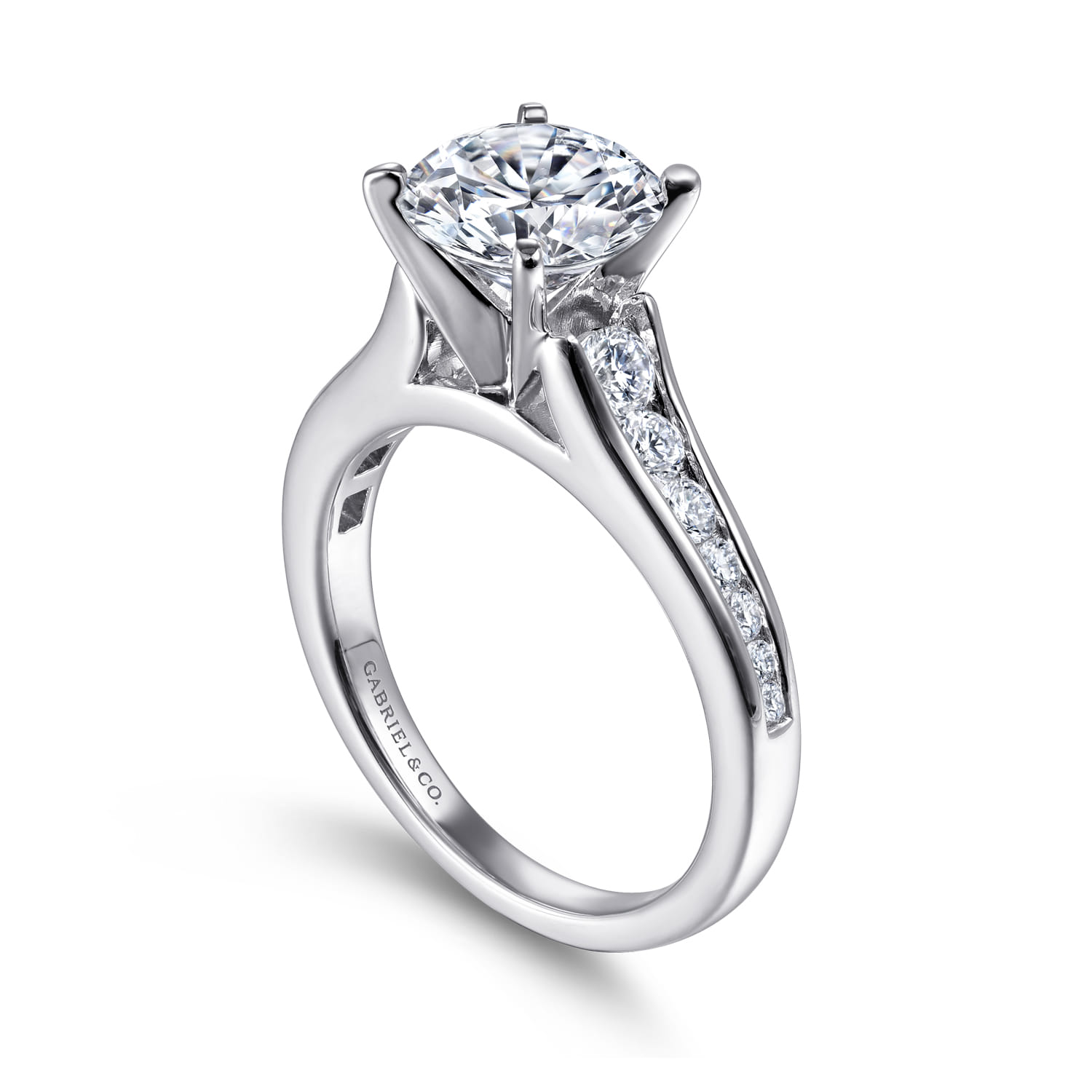 Nicola - 14K White Gold Round Diamond Channel Set Engagement Ring - 0.46 ct - Shot 3
