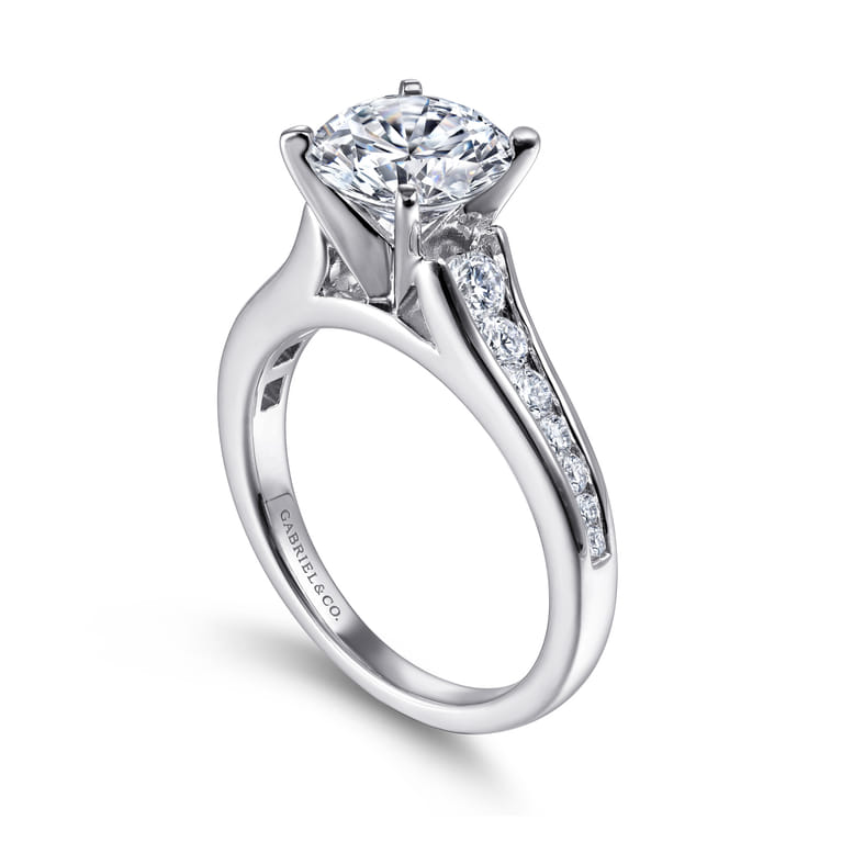 Nicola - 14K White Gold Round Diamond Channel Set Engagement Ring - 0.46 ct - Shot 3