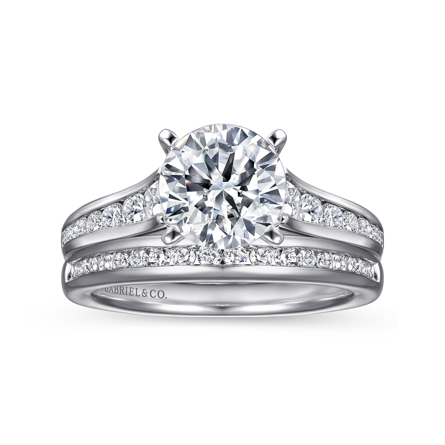 Nicola - 14K White Gold Round Diamond Channel Set Engagement Ring - 0.46 ct - Shot 4
