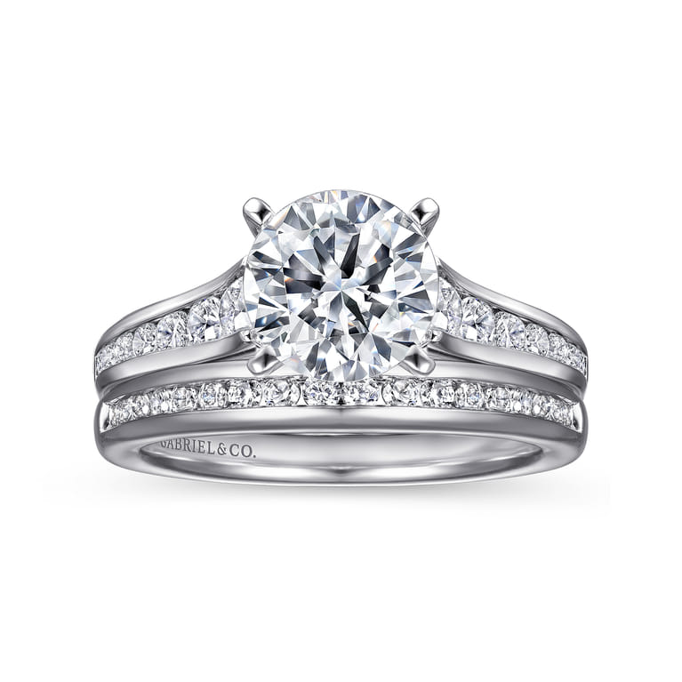 Nicola - 14K White Gold Round Diamond Channel Set Engagement Ring - 0.46 ct - Shot 4