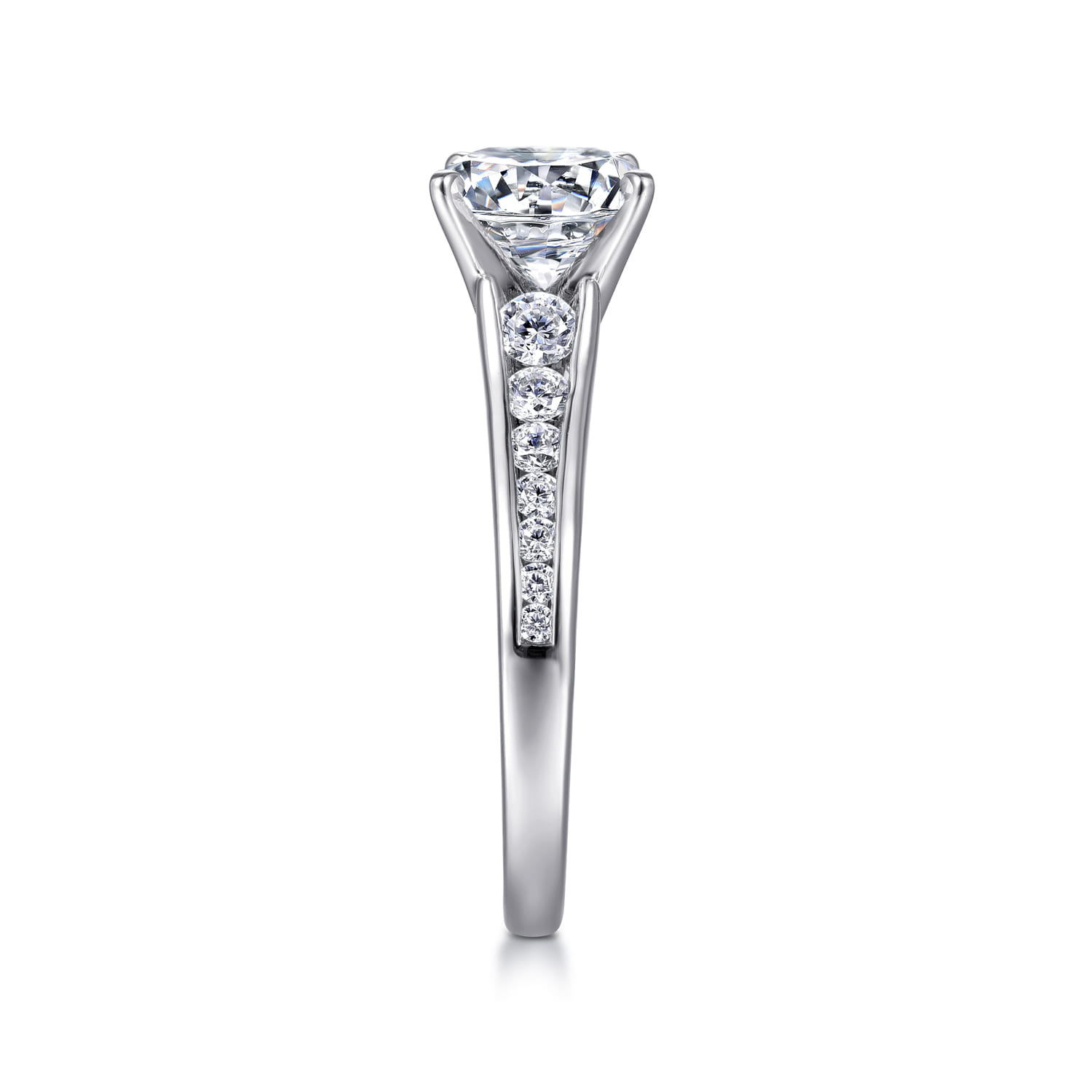 Nicola - 14K White Gold Round Diamond Channel Set Engagement Ring - 0.46 ct - Shot 5