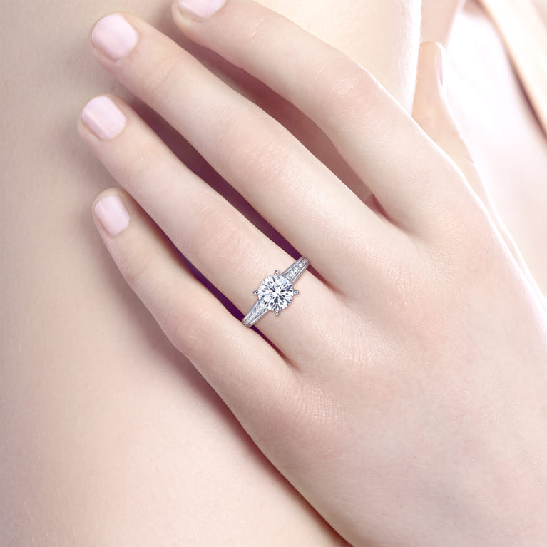 Nicola - 14K White Gold Round Diamond Channel Set Engagement Ring - 0.46 ct - Shot 6