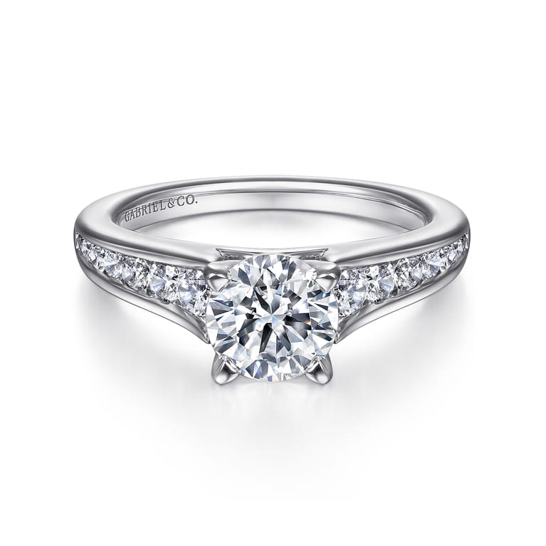 Nicola - 14K White Gold Round Diamond Channel Set Engagement Ring - 0.46 ct - Shot 1