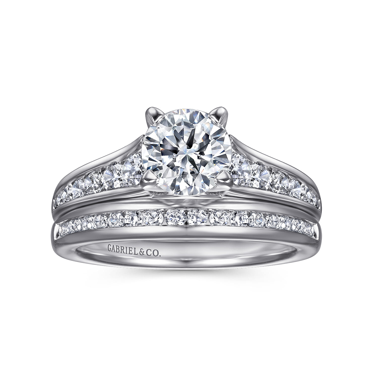 Nicola - 14K White Gold Round Diamond Channel Set Engagement Ring - 0.46 ct - Shot 4