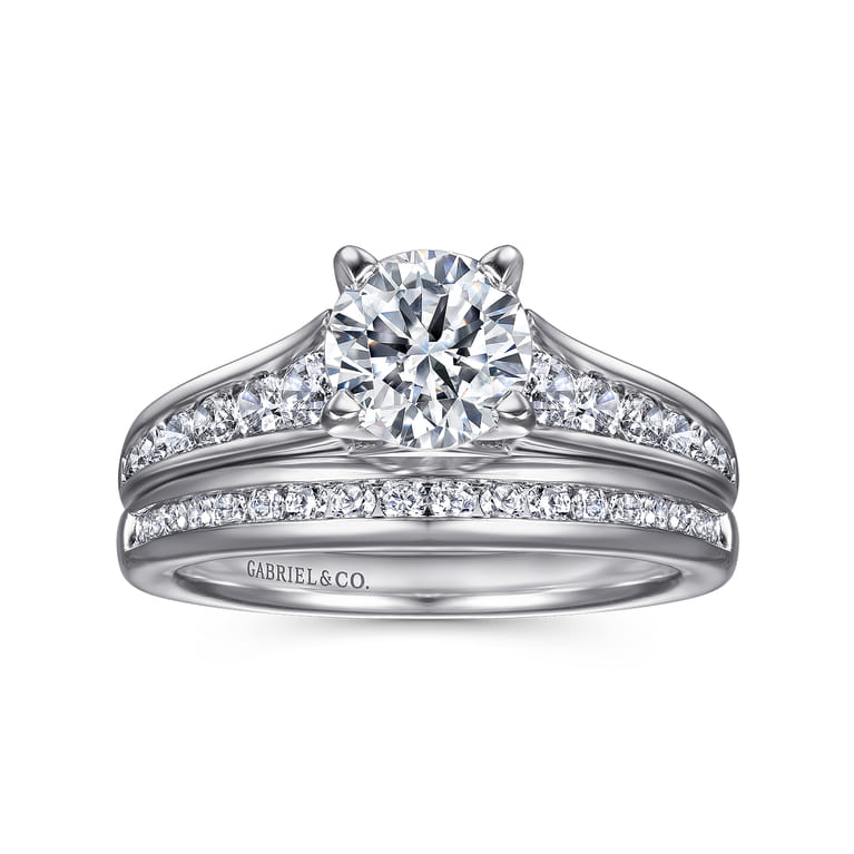 Nicola - 14K White Gold Round Diamond Channel Set Engagement Ring - 0.46 ct - Shot 4